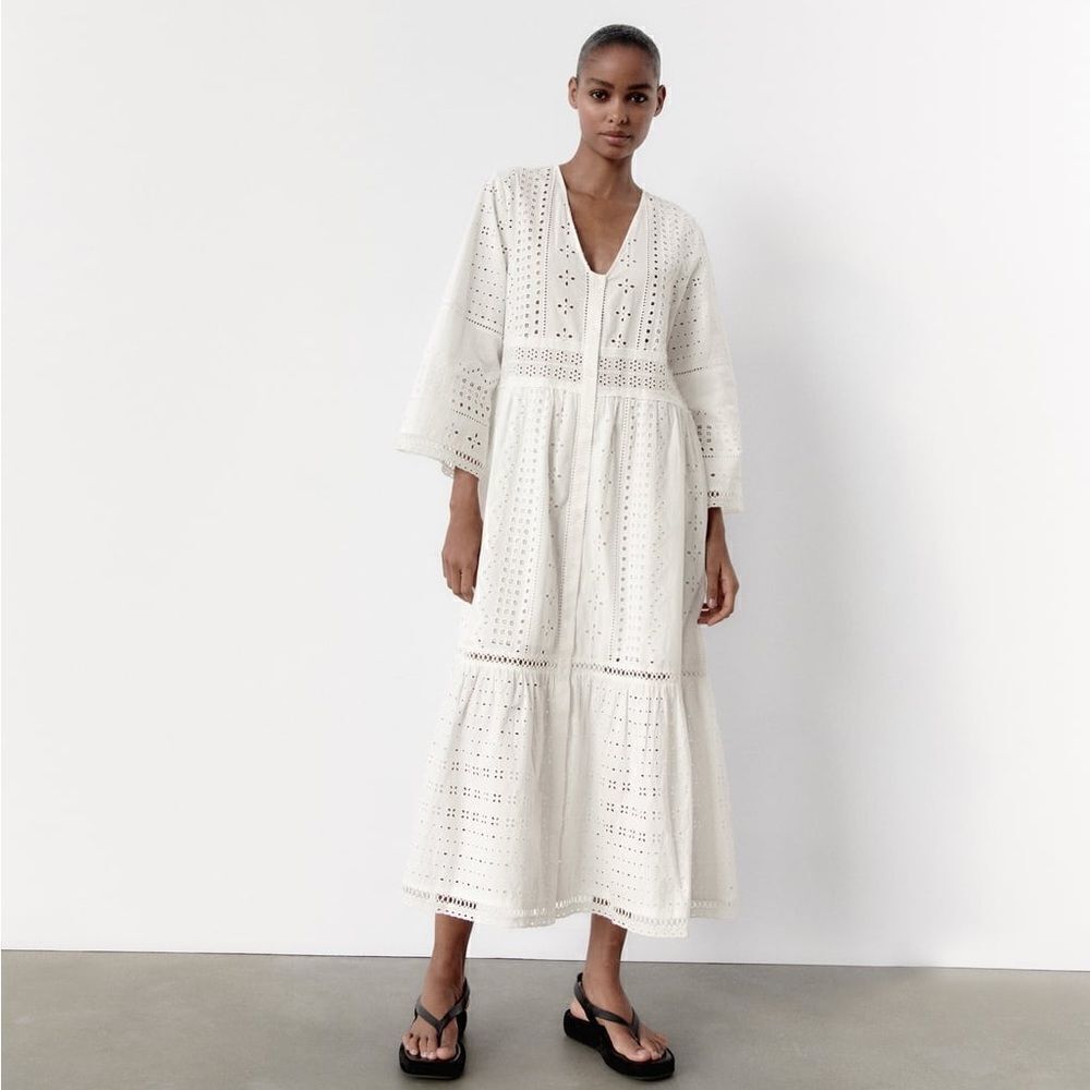 Zara Embroidered Openwork Dress - Picture 2 of 10